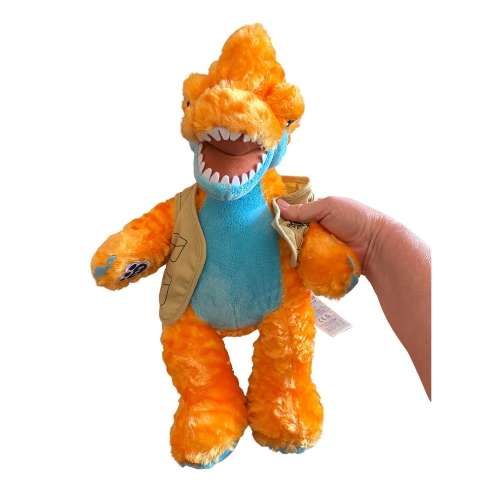 Build-A-Bear Brachiosaurus Kids‎ 18" Orange Explorer Vest Dinosaur Plush